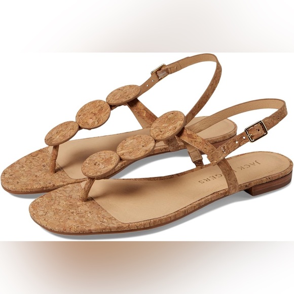NWT Jack Rogers Women's Worth Flat Thong Tan Cork Sandals, Size 8 - Picture 3 of 6